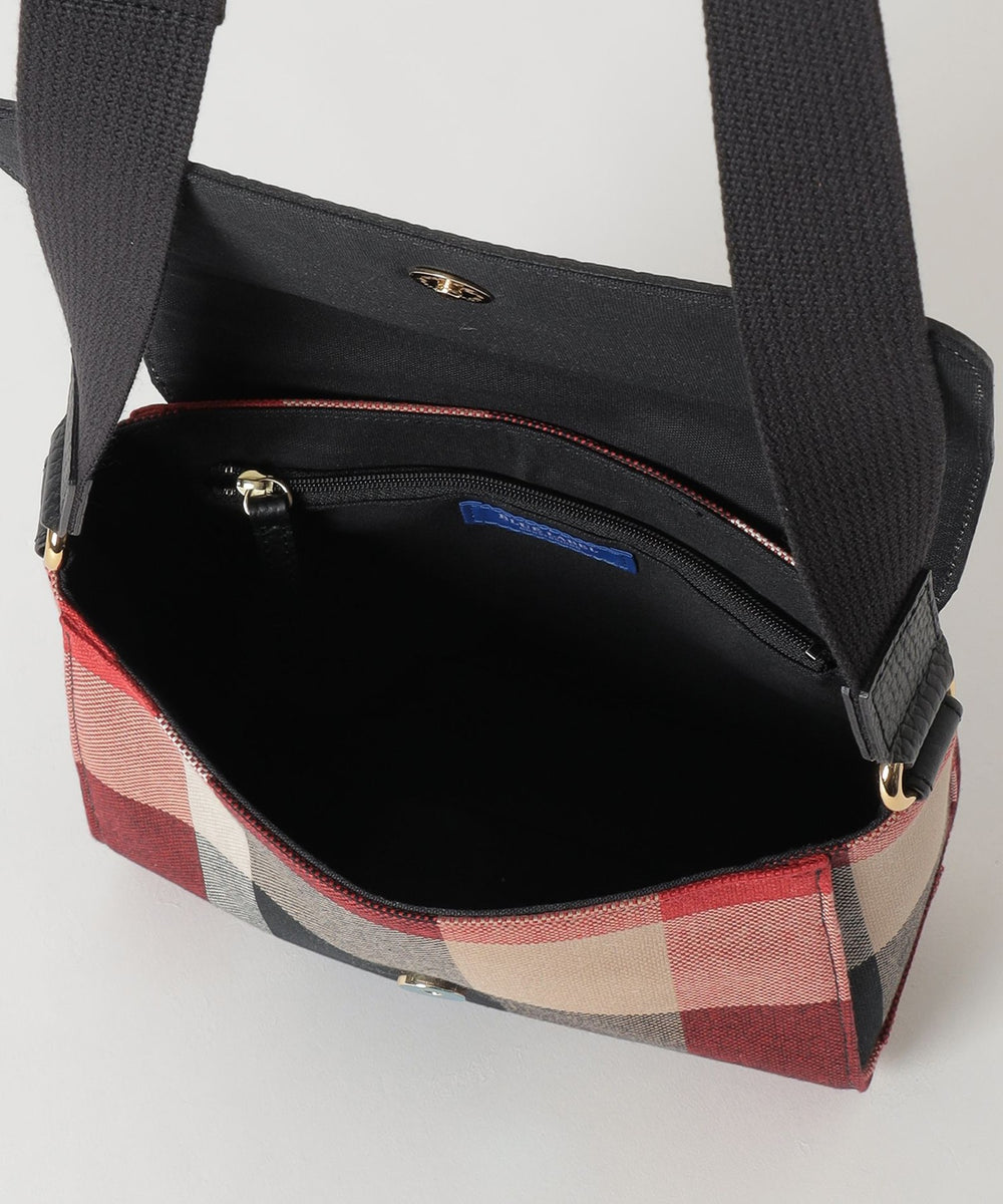 クレストブリッジチェックキャンバスかぶせショルダー（バッグ）｜BLUE