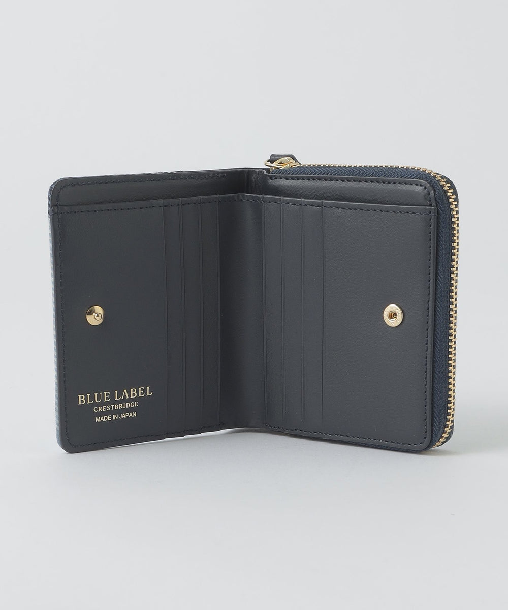 クレストブリッジチェックPVC二つ折り財布（ウォレット/ポーチ）｜BLUE