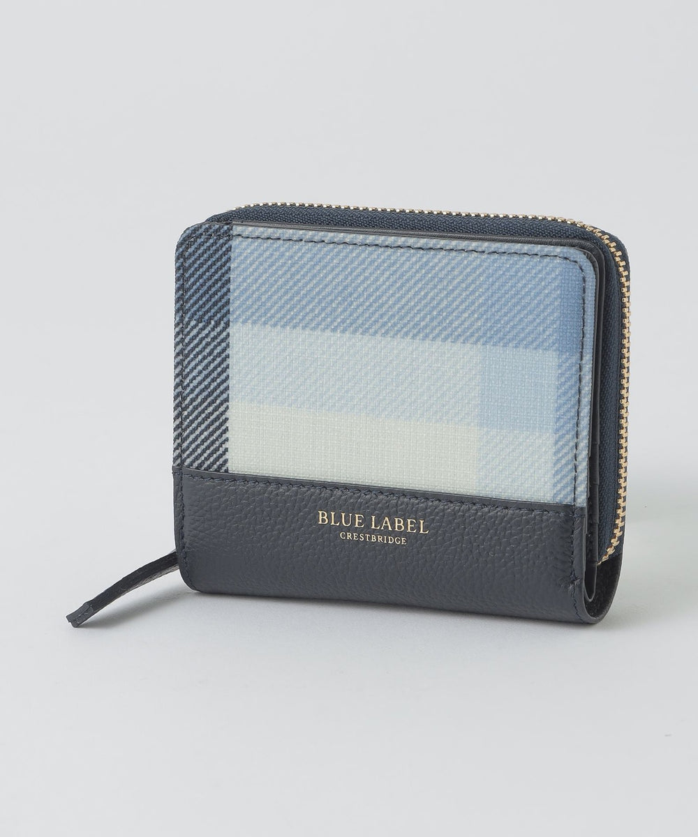 クレストブリッジチェックPVC二つ折り財布（ウォレット/ポーチ）｜BLUE