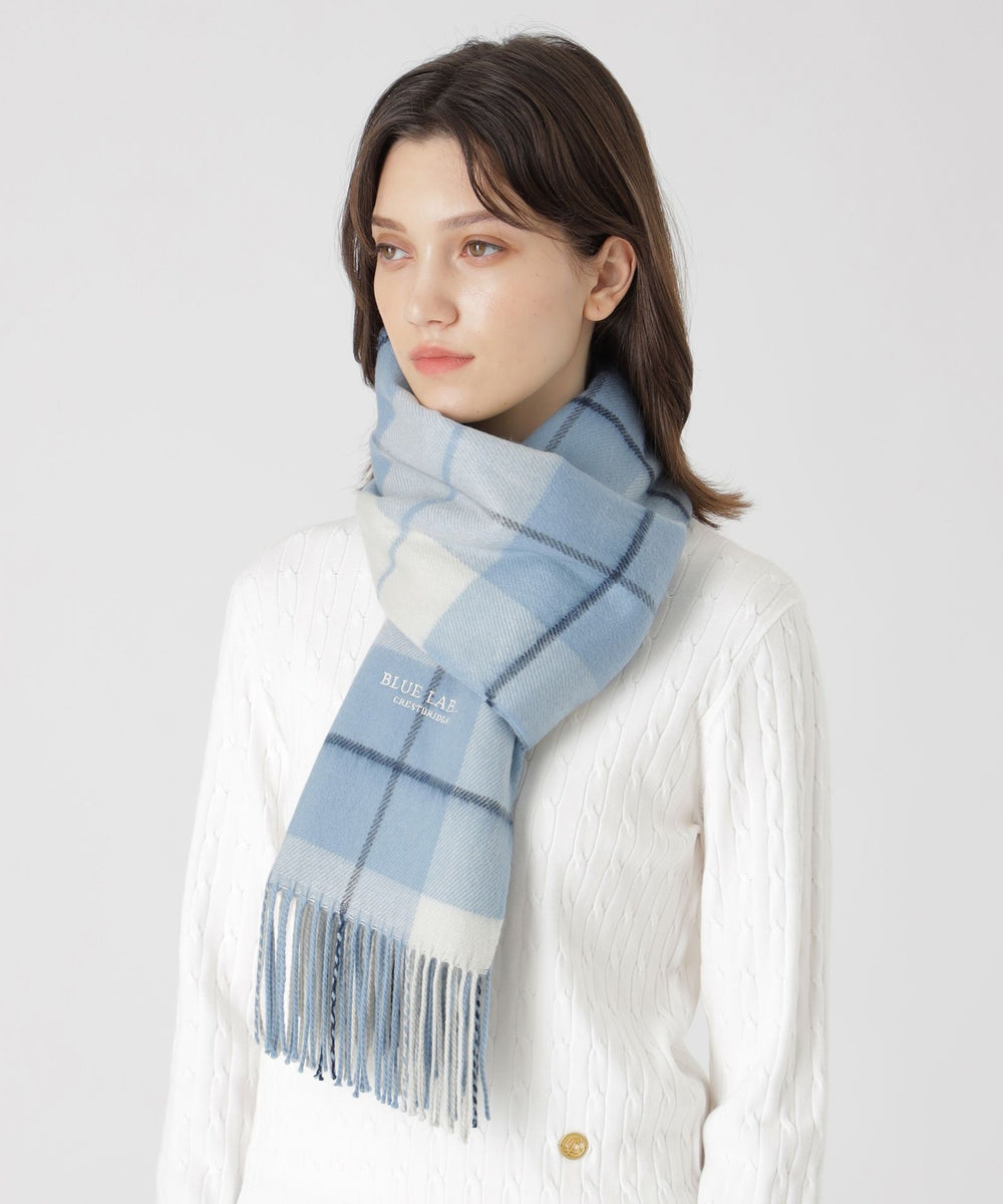 アクリルチェックストール（マフラー・ストール・スカーフ）｜BLUE