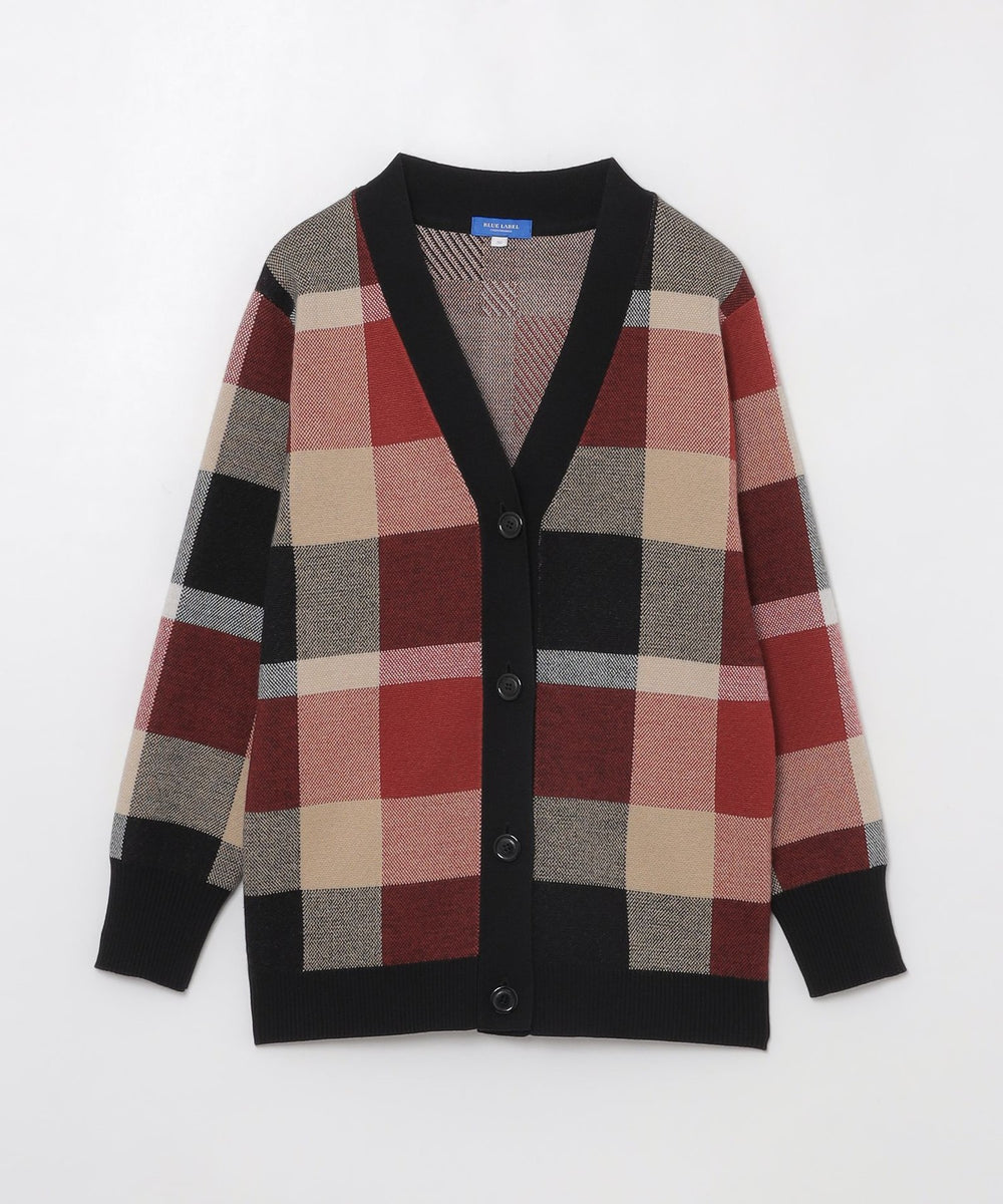 クレストブリッジチェックウーリージャカードカーディガン（ニット