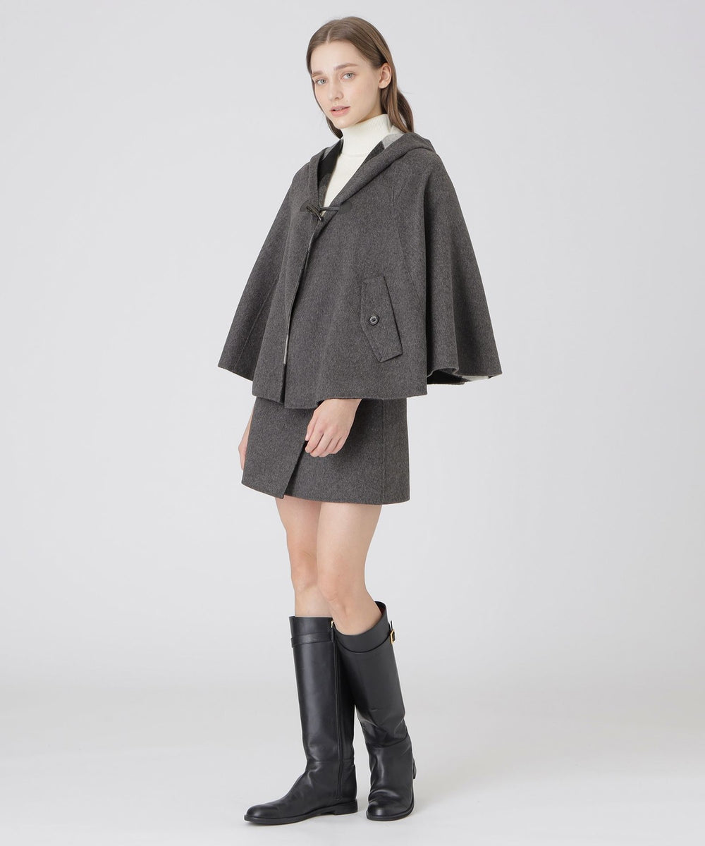 取扱店舗限定】クレストブリッジチェックリバーポリウールケープコート