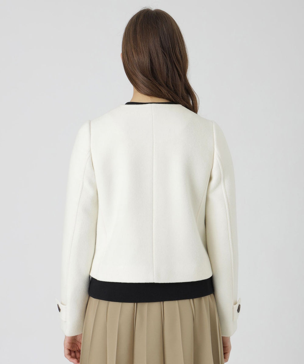 ファインダブルビーバーノーカラージャケット（コート）｜BLUE LABEL