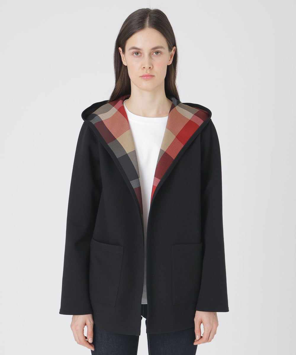 クレストブリッジチェックリバーシブルダンボールミディ丈コーディガン