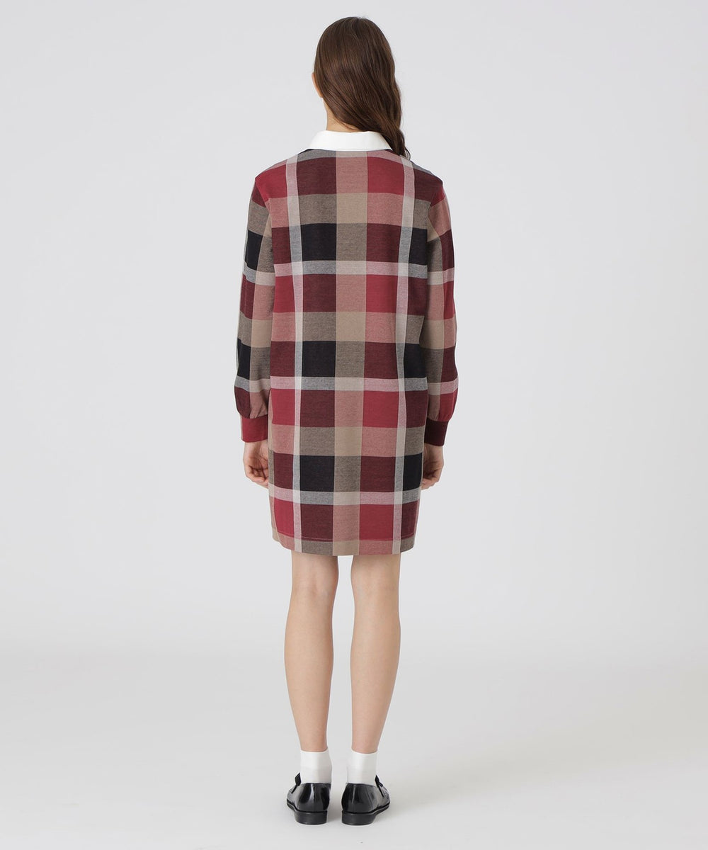 クレストブリッジチェックジャカードジャージードレス（ドレス）｜BLUE