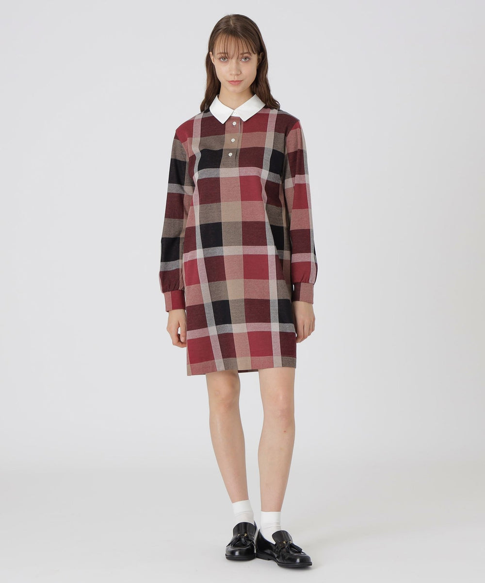 クレストブリッジチェックジャカードジャージードレス（ドレス）｜BLUE