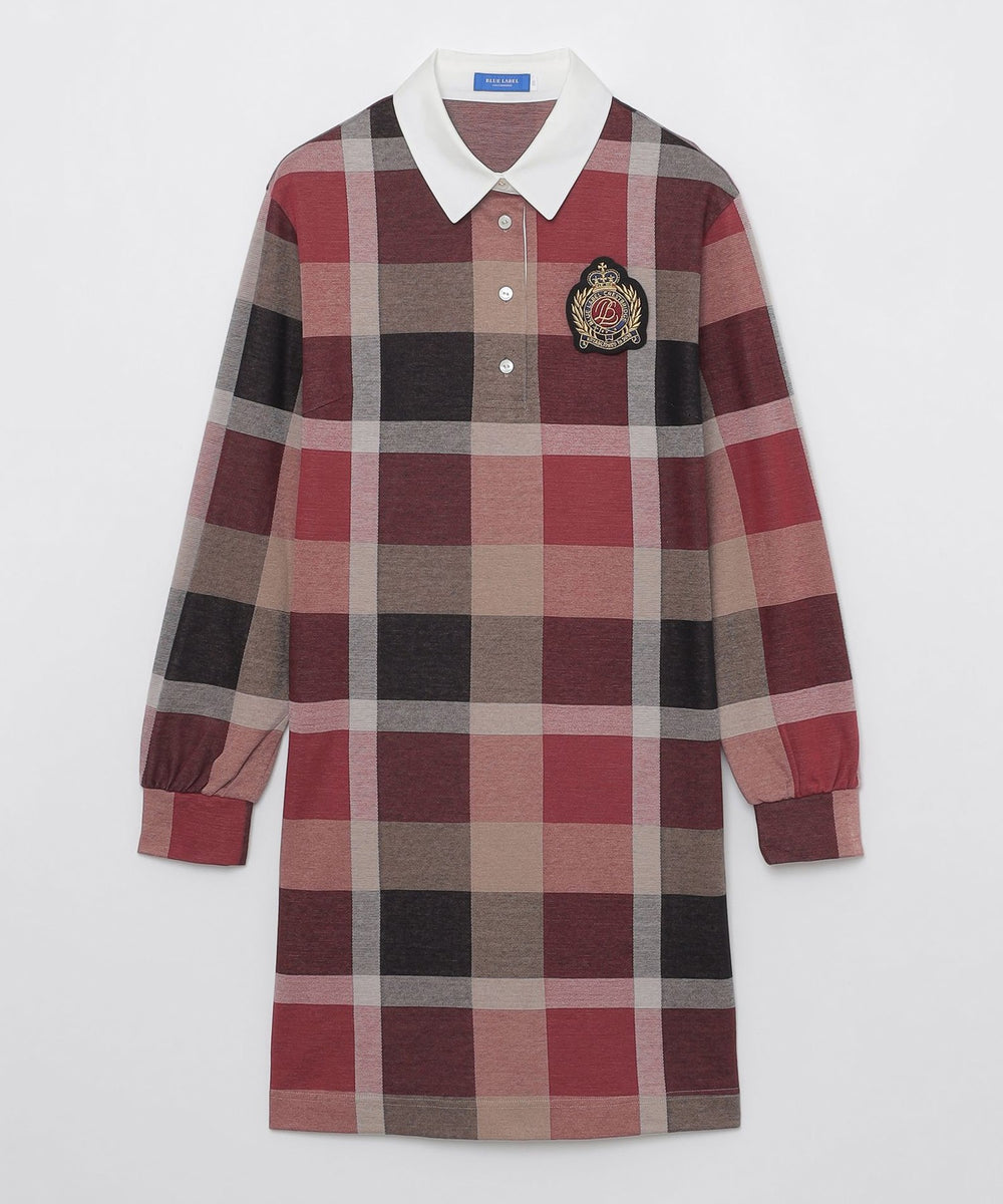 クレストブリッジチェックジャカードジャージードレス（ドレス）｜BLUE