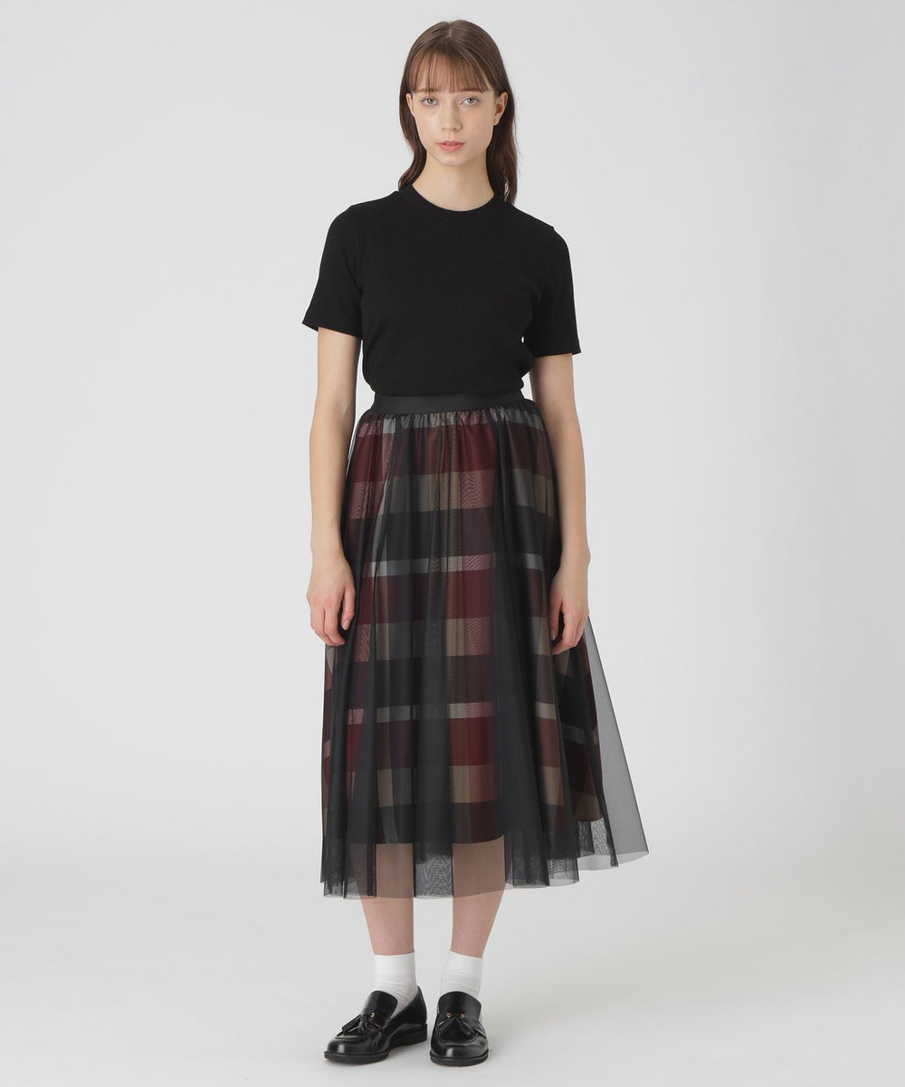 クレストブリッジチェックライトクロッシングチュールスカート