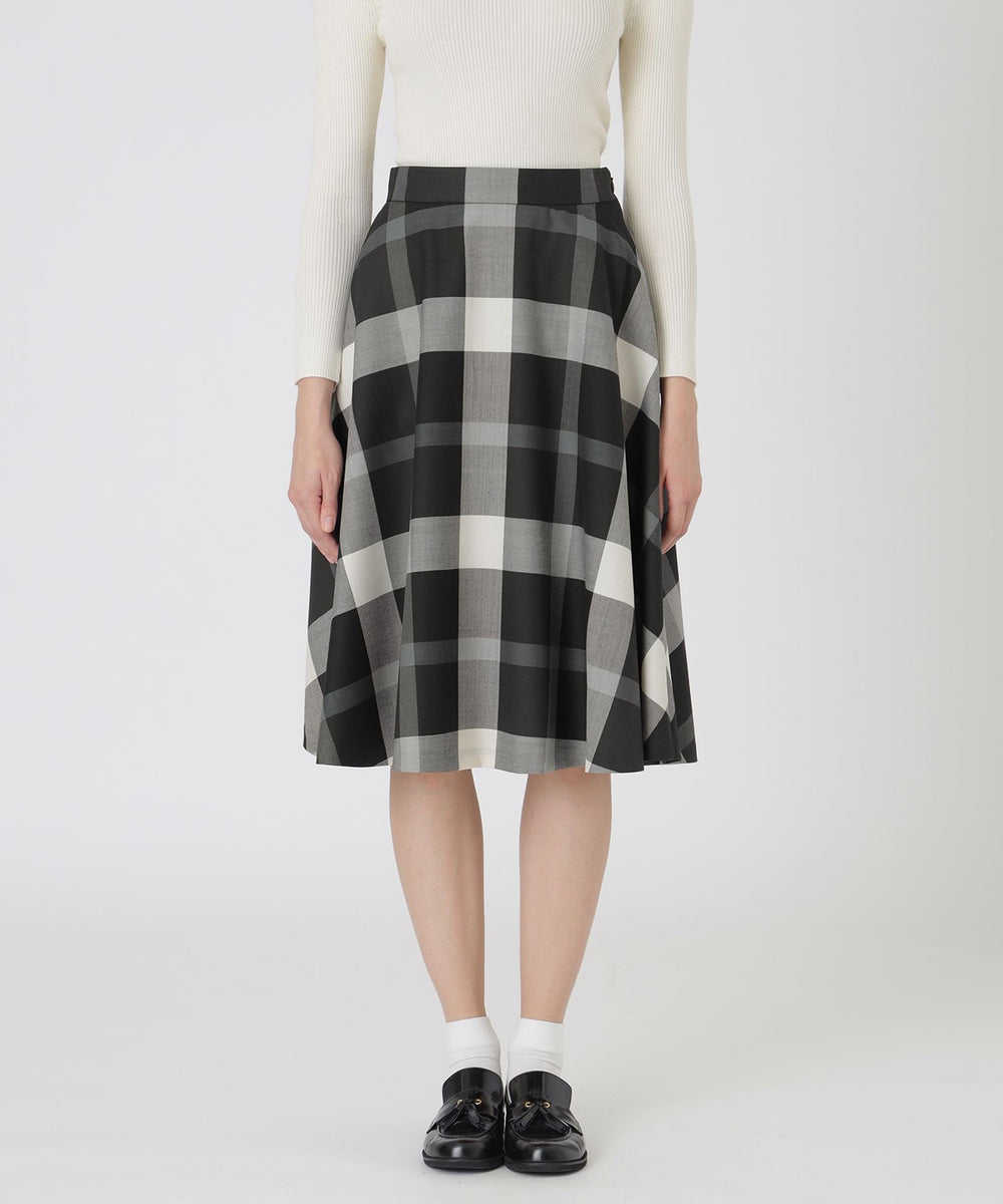 クレストブリッジチェックサキソニーフレアスカート（スカート）｜BLUE