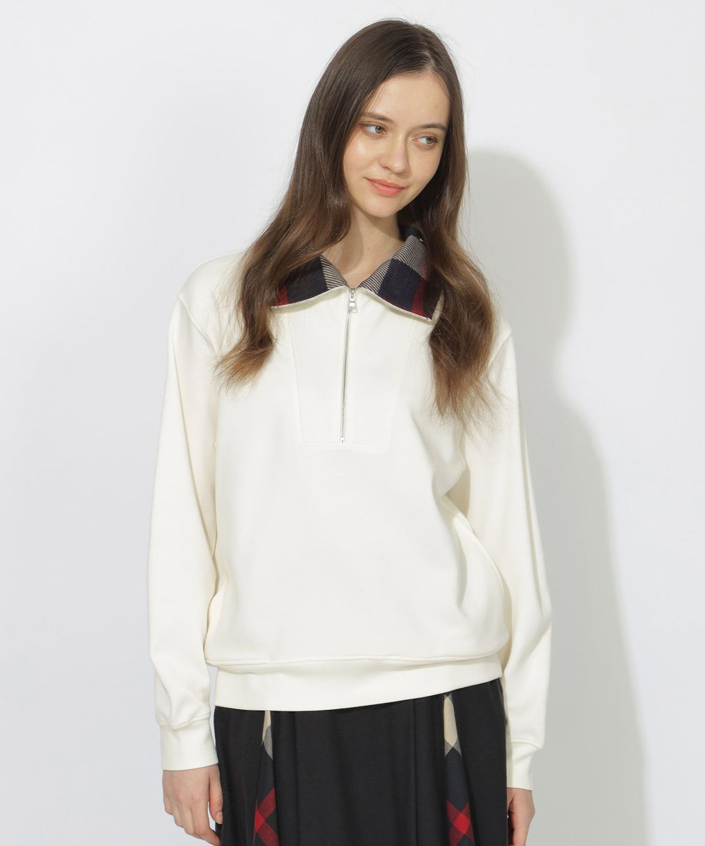 クレストブリッジチェックハーフジッププルオーバー（カットソー）｜CB