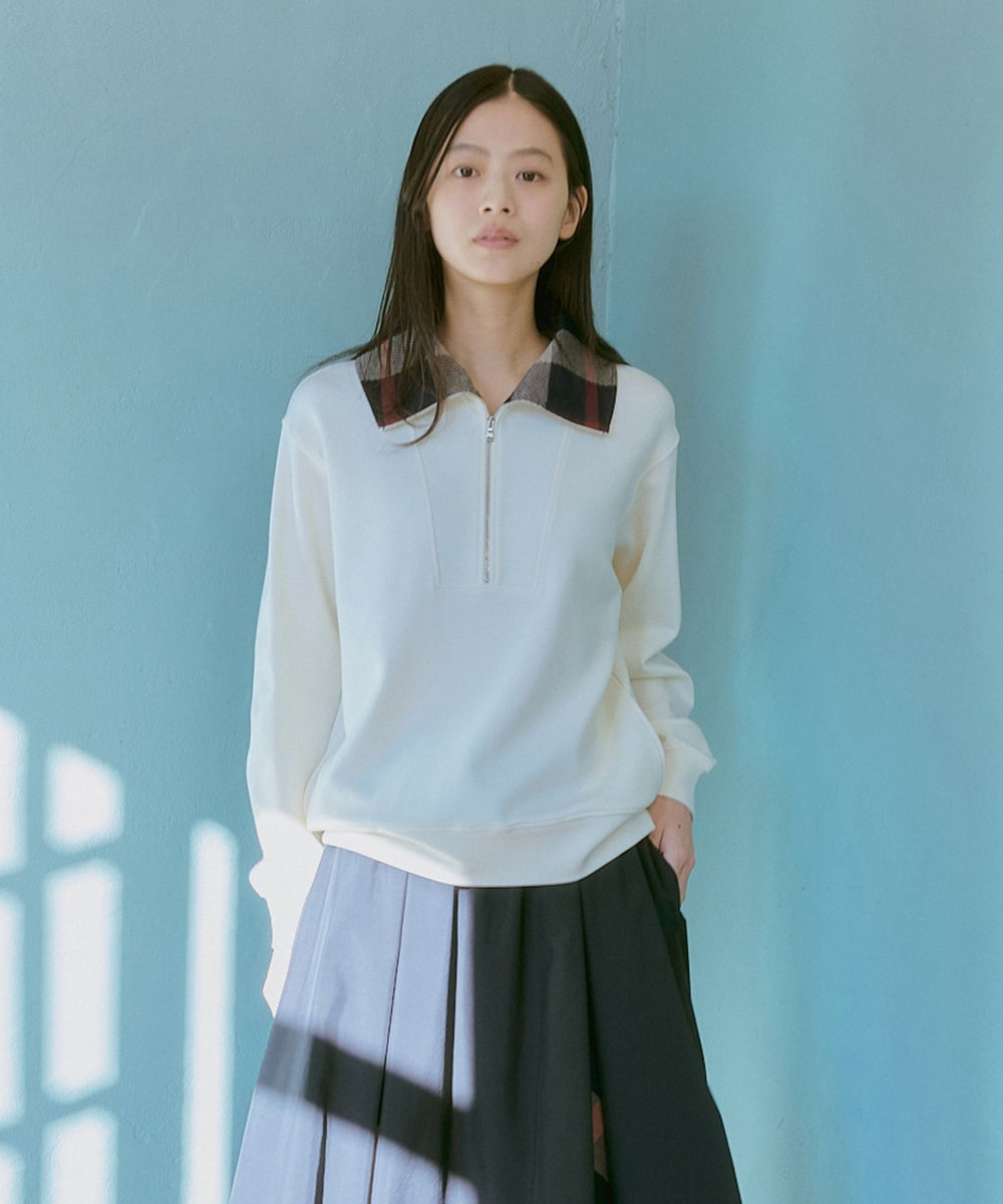 クレストブリッジチェックハーフジッププルオーバー（カットソー）｜CB