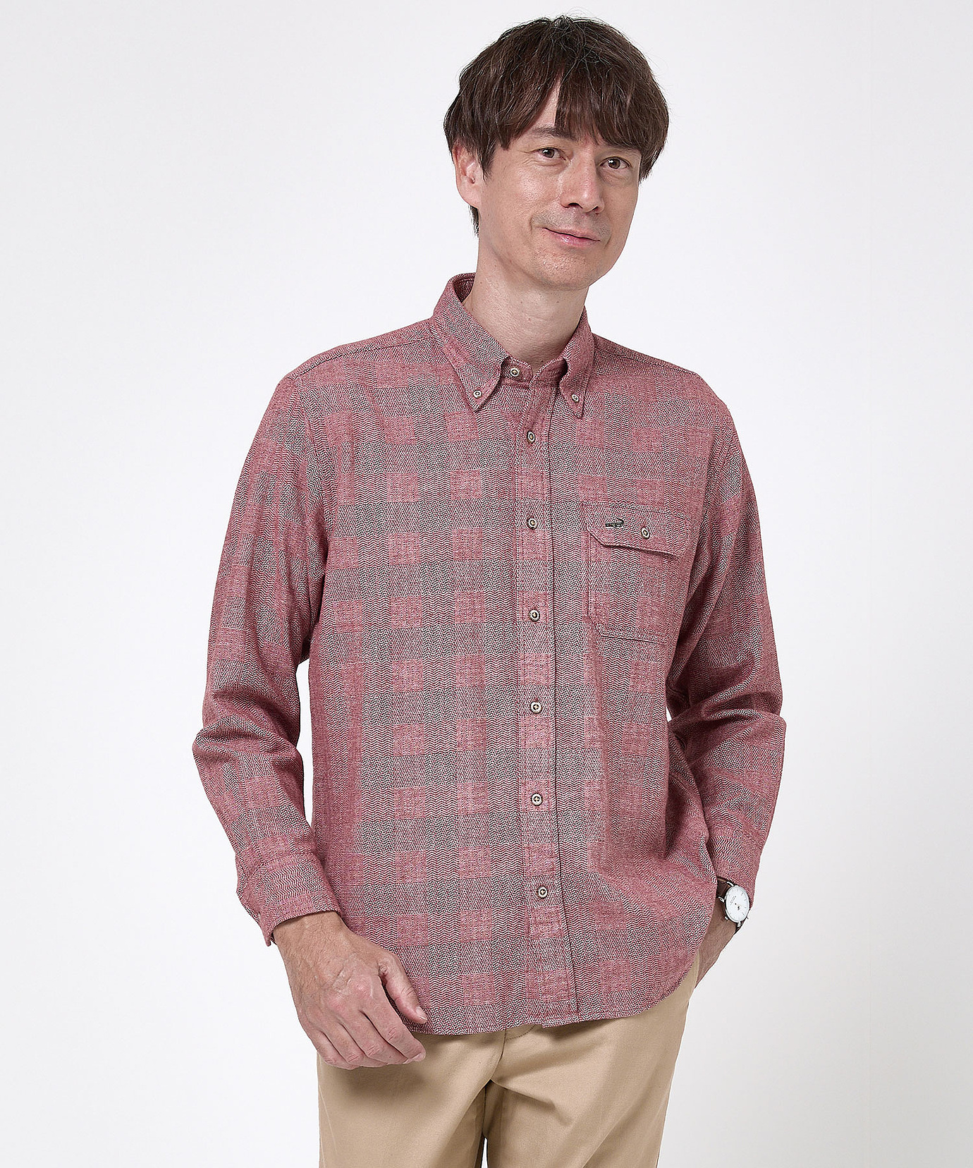 メンズ ヘリンボーンチェック ボタンダウン シャツ通販 [1001-58106