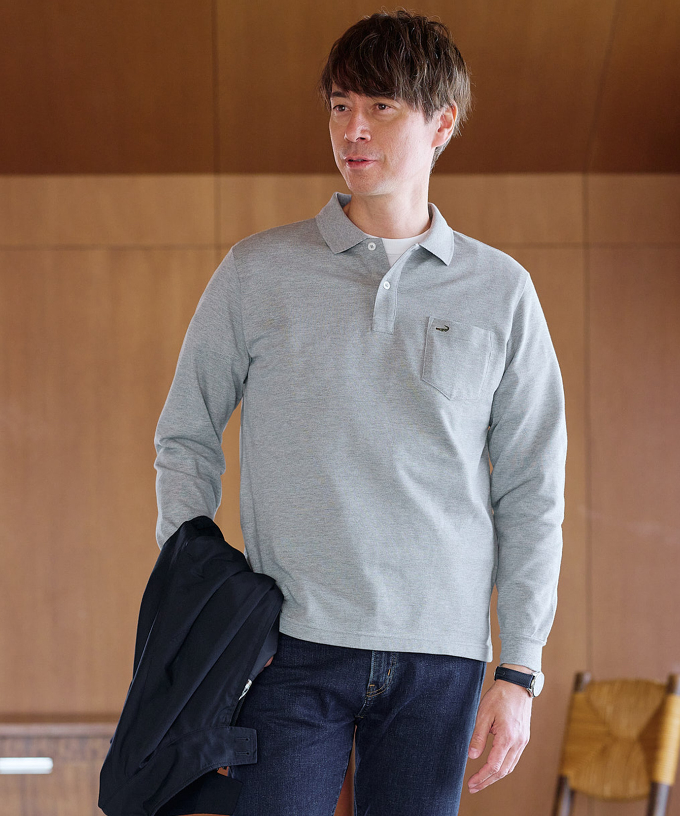 メンズ 【ベストセラー】ワンポイント長袖ポロシャツ【日本製】通販