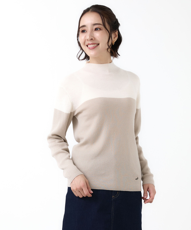 レディース ウール 配色切り替え ニット【手洗いOK】通販 [0303-55303