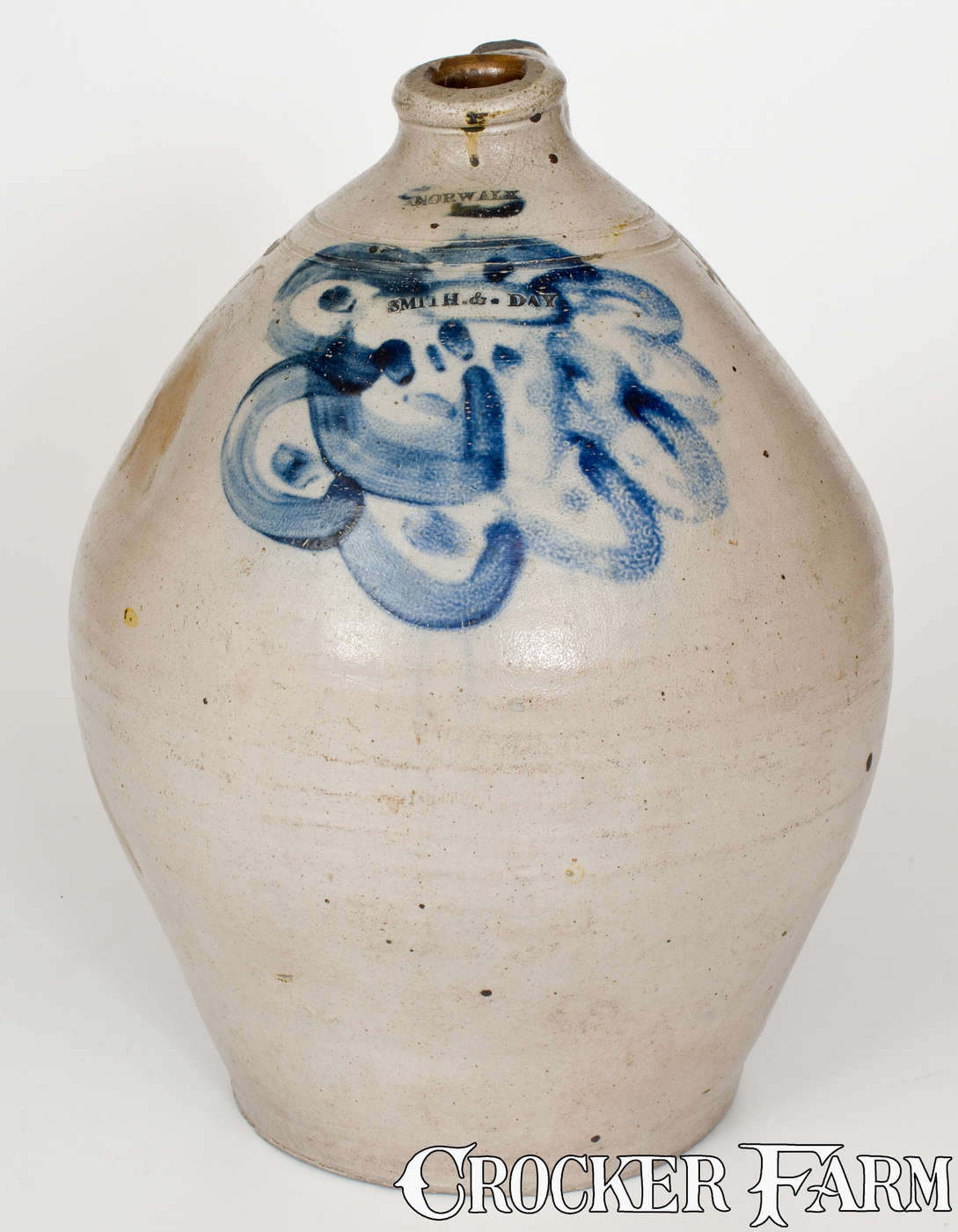 Exceptional SMITH & DAY / NORWALK Three-Gallon Stoneware Jug w