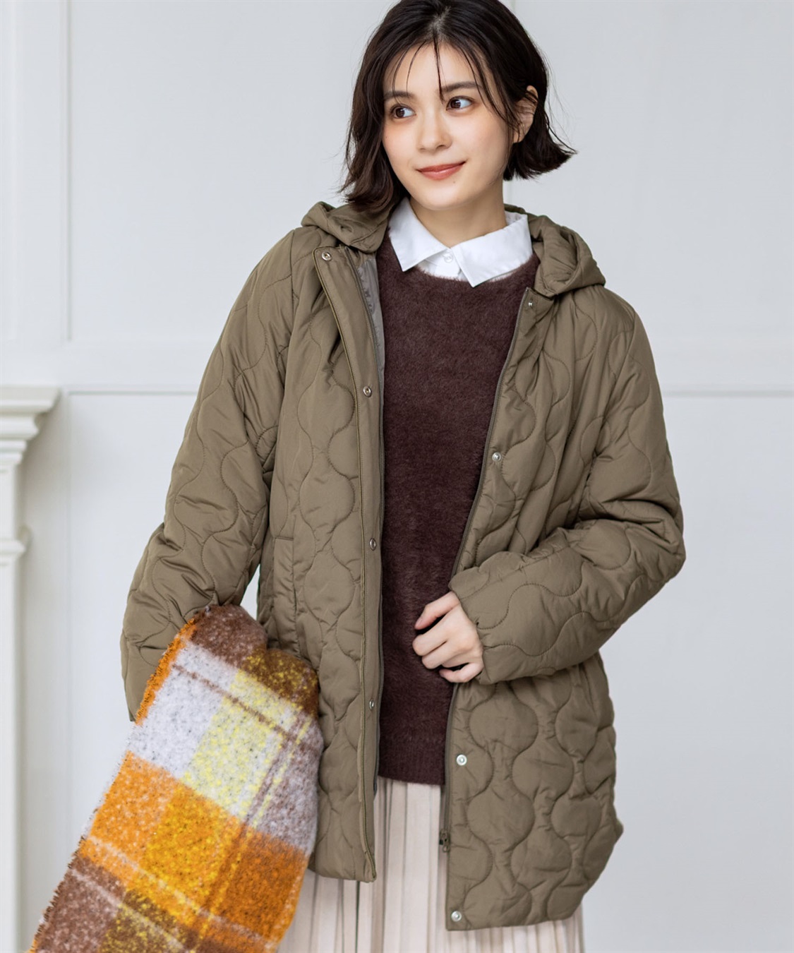 キルティング中綿フードコート【はっ水】 Petit Honfleur｜クロス