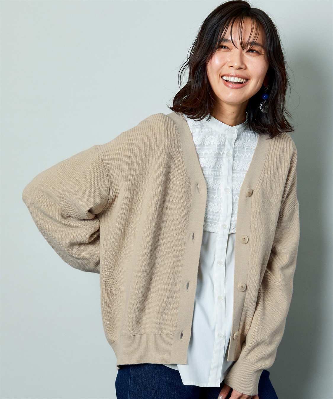 畔編みニットカーディガン Petit Honfleur｜クロスプラス公式通販サイト