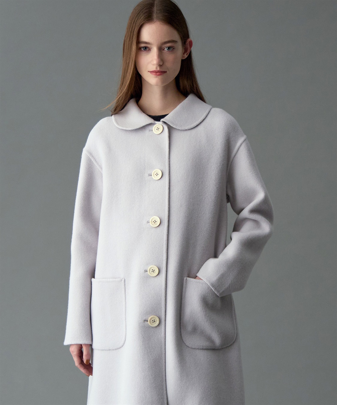 丸衿ウール混ロング丈コート 49AV JUNKO SHIMADA｜クロスプラス公式