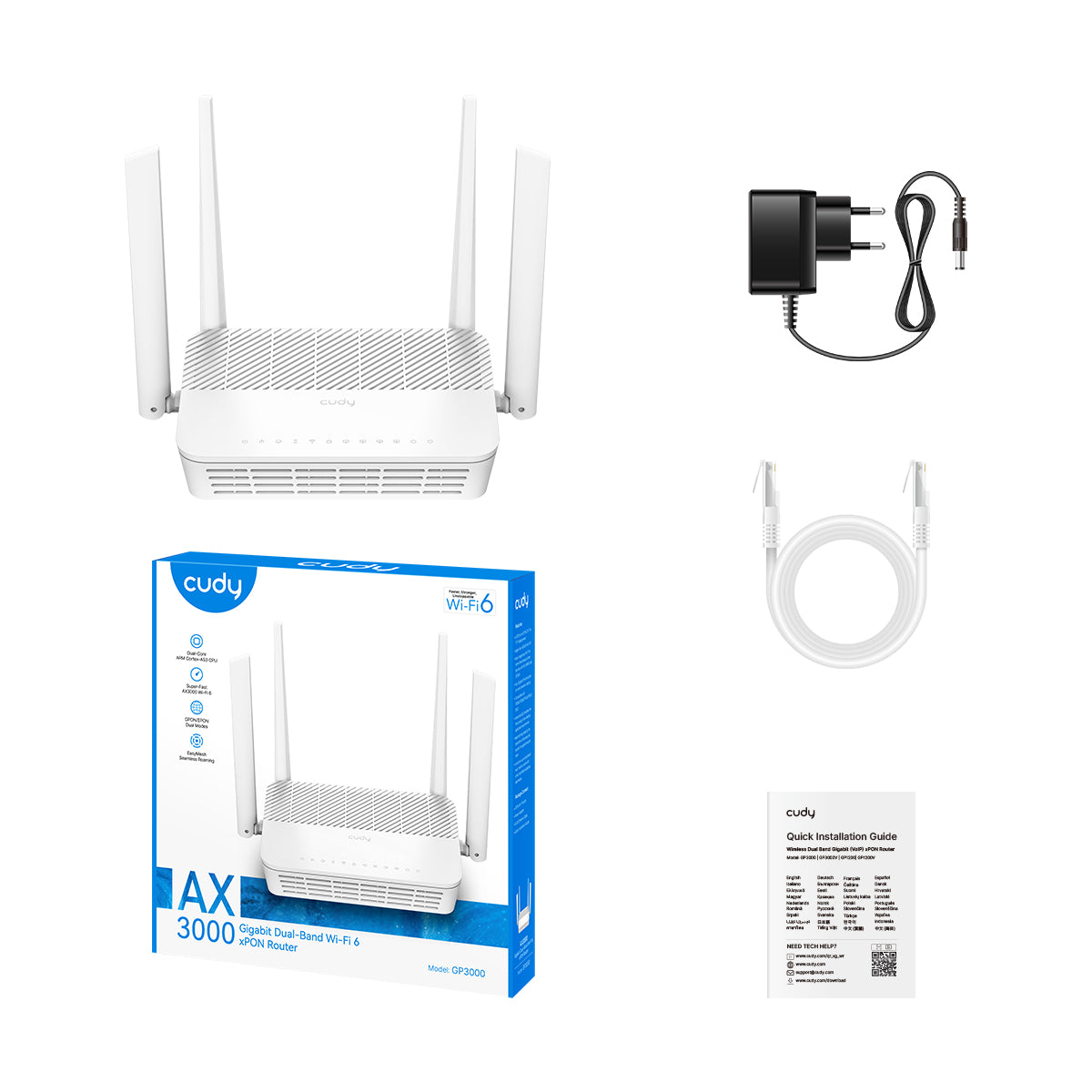 AX3000 Gigabit Dual-Band Wi-Fi 6 xPON Router, GP3000 2.0 – Cudy