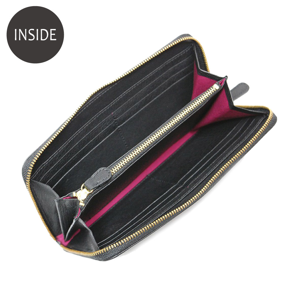 オリーブレザー ラウンドファスナー長財布 - バッグアトリエA-LOOK