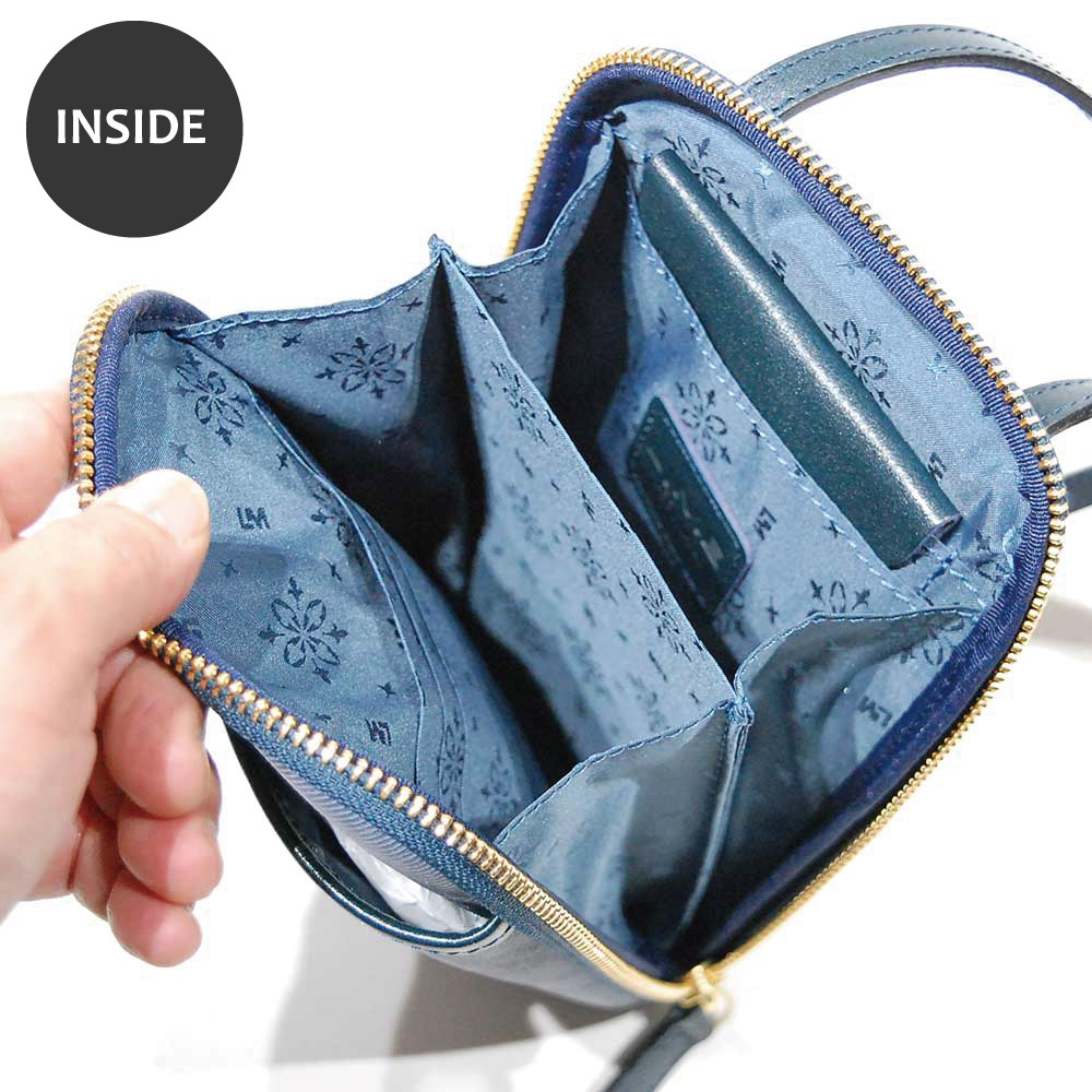 デニム調レザー お財布機能付きスマホショルダー - バッグアトリエA-LOOK