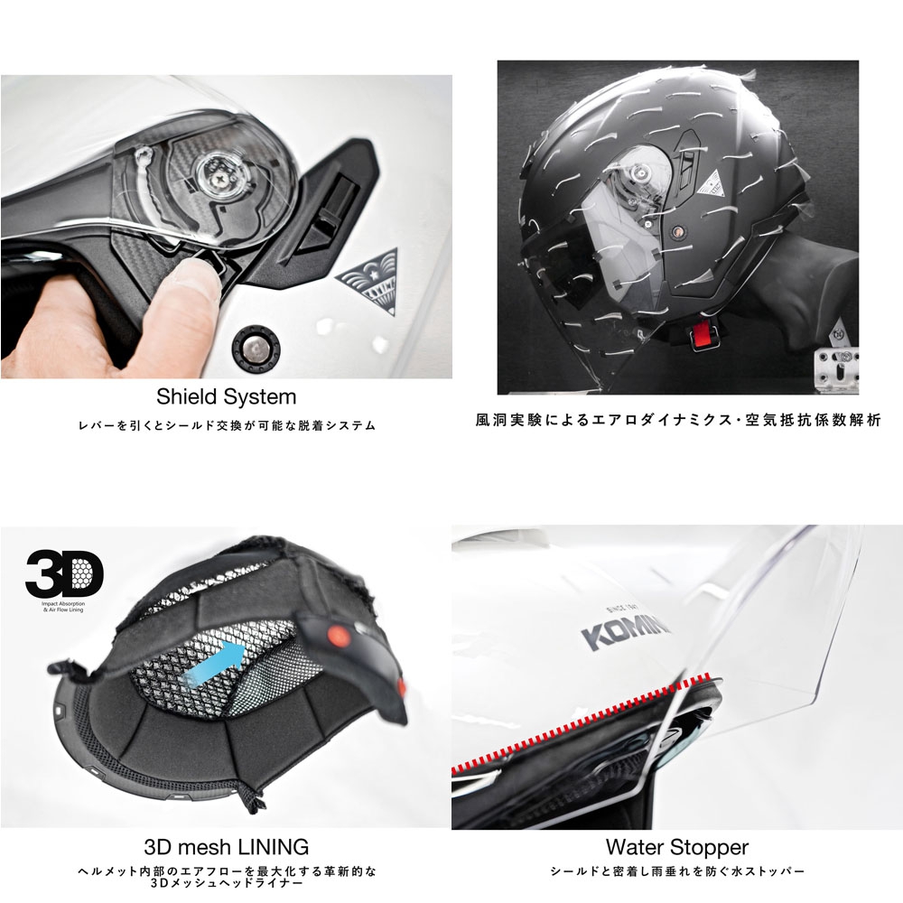 HK-172 FL コンポジット FRP ジェットヘルメット - KOMINE | アンバー