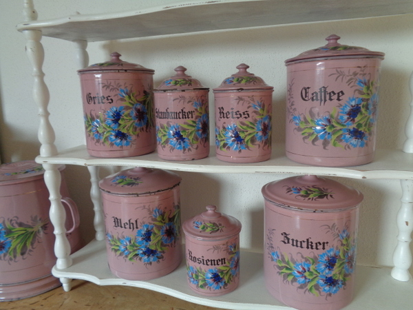 ホーロー花柄キャニスター アンティークショップ