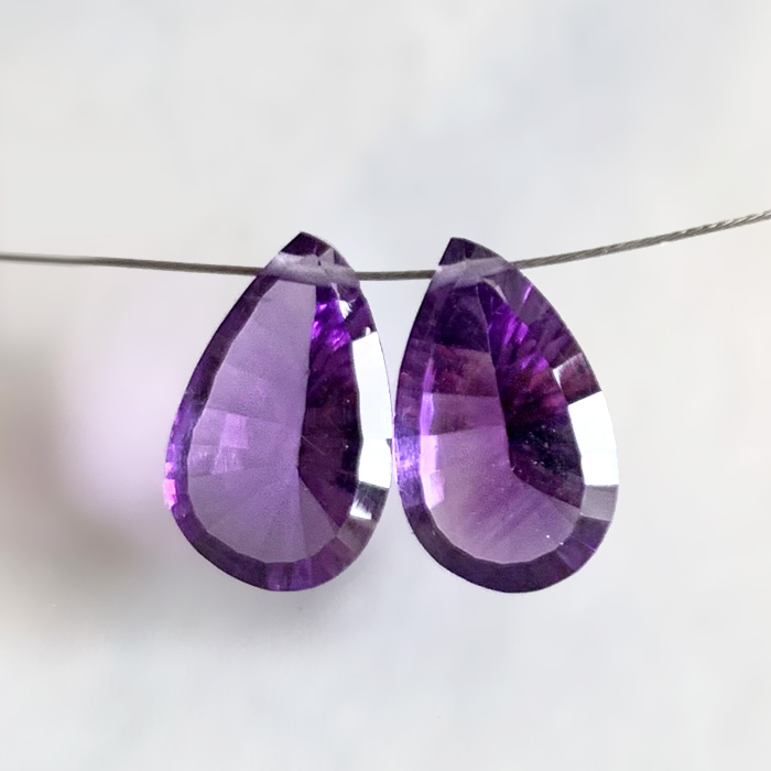 天然石 粒売り アメジスト コンケーブカット＊アクセサリーパーツ