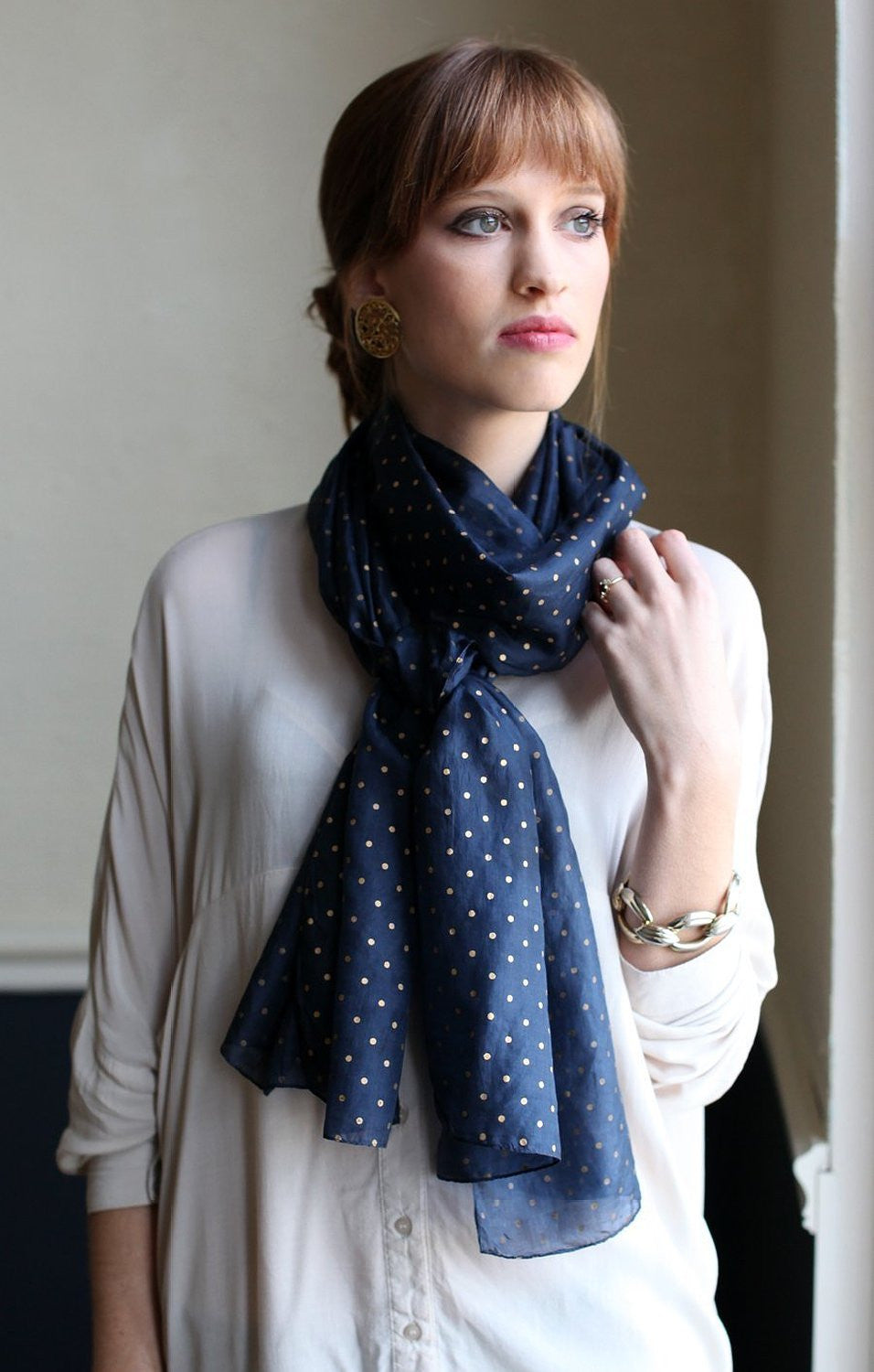 小物 2000s archive Polka dot long scarf y2k WOOL MILLING