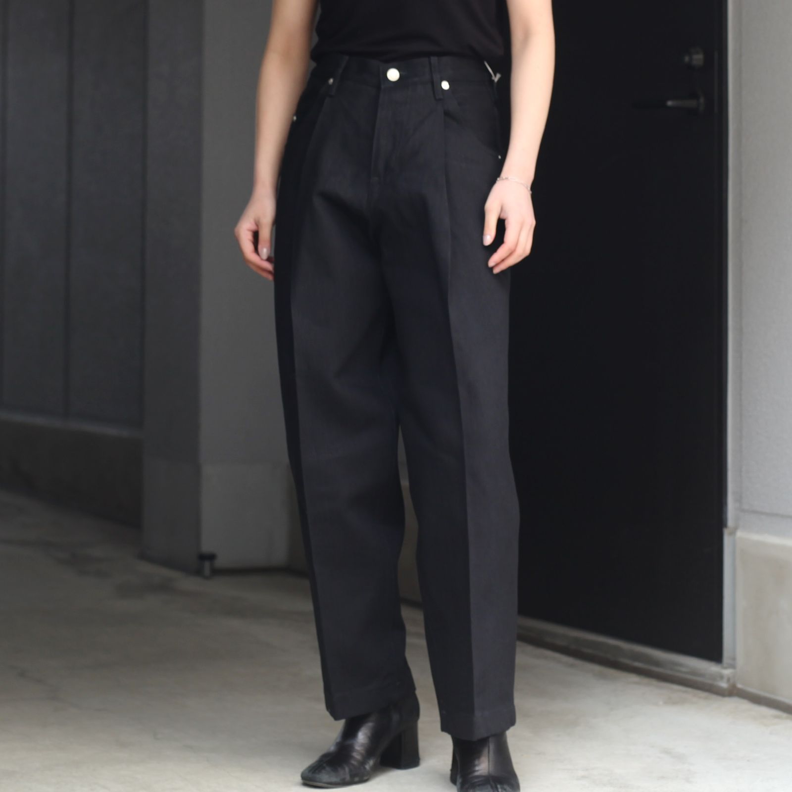 NEONSIGN - 【残りわずか】Wide Denim Slacks(BLACK ONE WASH