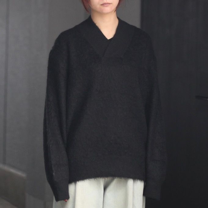ssstein - 【残り一点】Super Kid Mohair Knit Loose V Neck LS