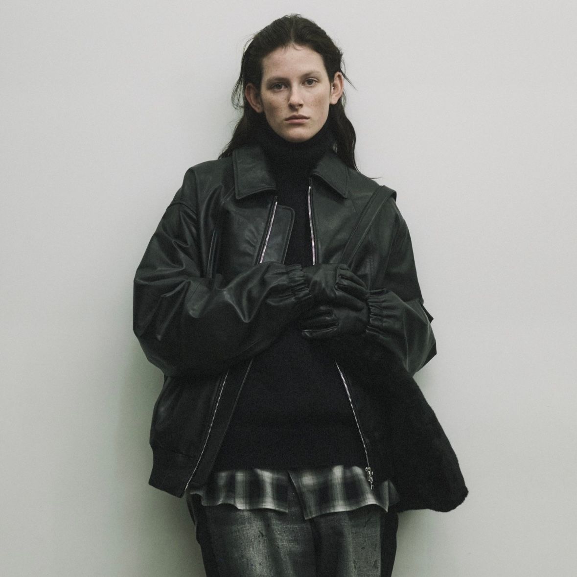 simple life 短丈 スエードレザー スウィングトップ ハリントン 中綿