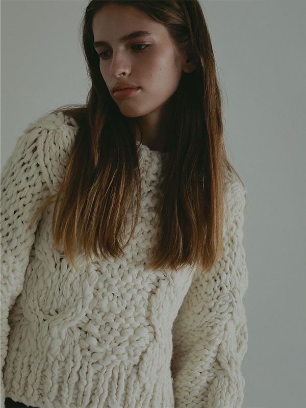 ETRE TOKYO - ハンドニットケーブルプルオーバー - WHITE | ADDICT WEB