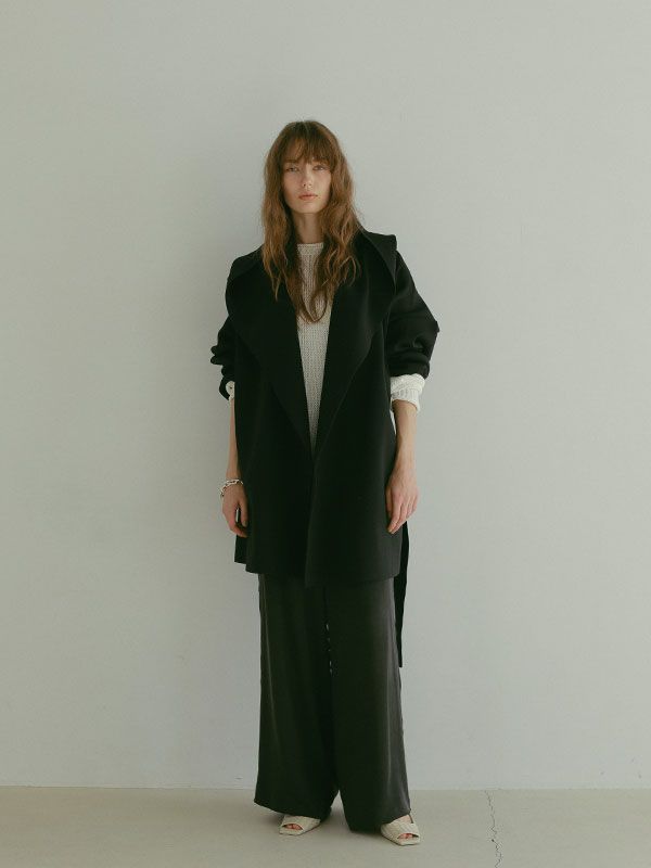 ETRE TOKYO - ダブルフェイスニットフーディーコート - BLACK | ADDICT