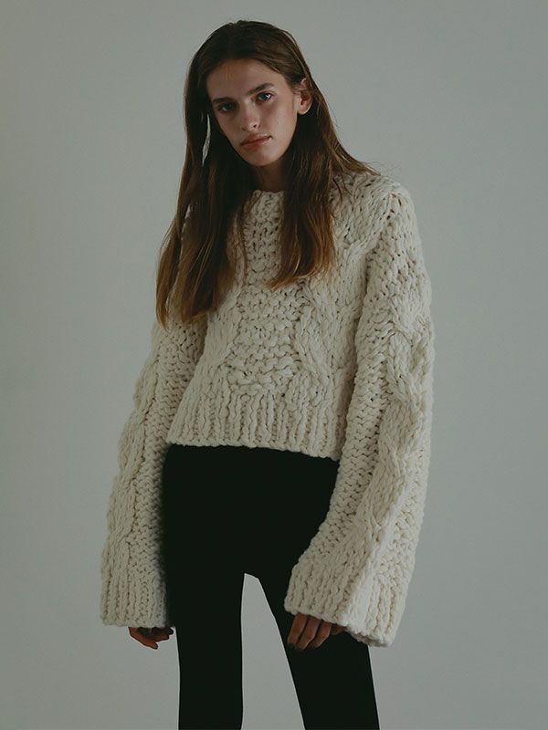 ETRE TOKYO - ハンドニットケーブルプルオーバー - WHITE | ADDICT WEB