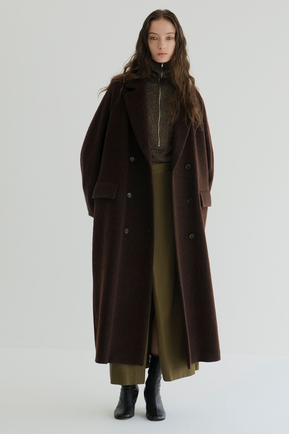 CLANE - ダブルウール ロングコート - DOUBLE WOOL LONG COAT - BROWN