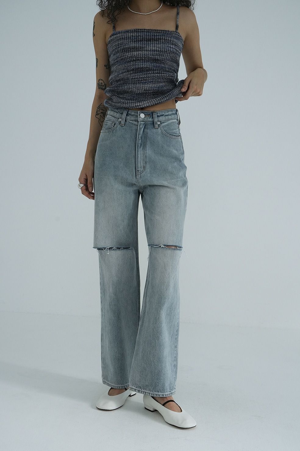 CLANE - SLASH CUT DENIM PANTS INDIGO - スラッシュカット デニム