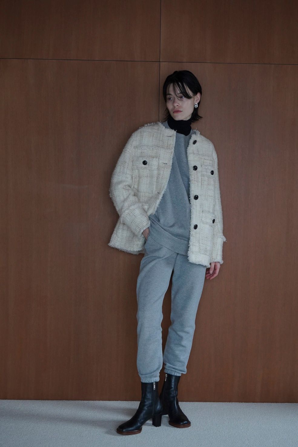 CLANE - ノーカラー ツイード ジャケット - NO COLOR TWEED JACKET