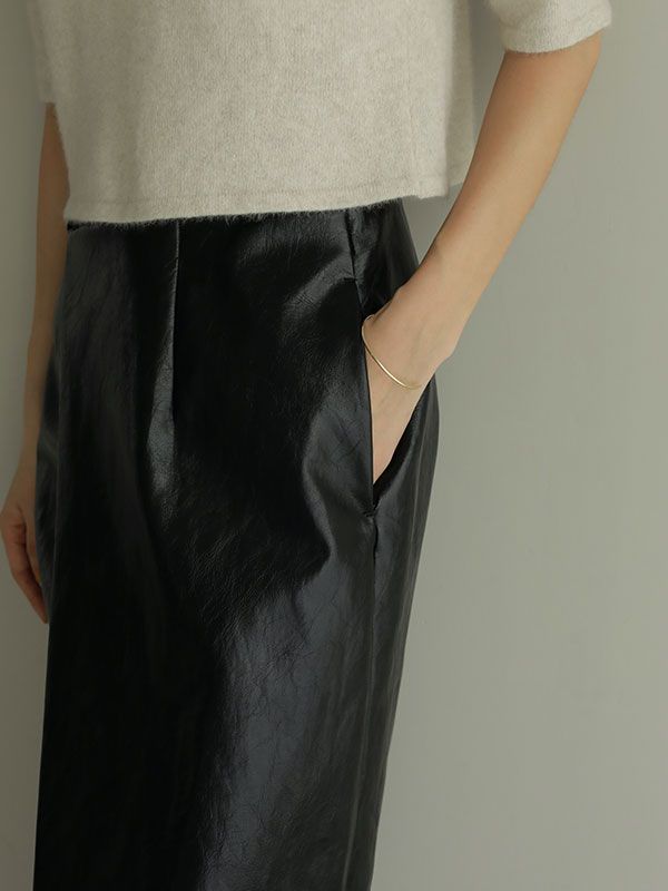 ETRE TOKYO - フェイクレザーラップスカート - BLACK | ADDICT WEB SHOP