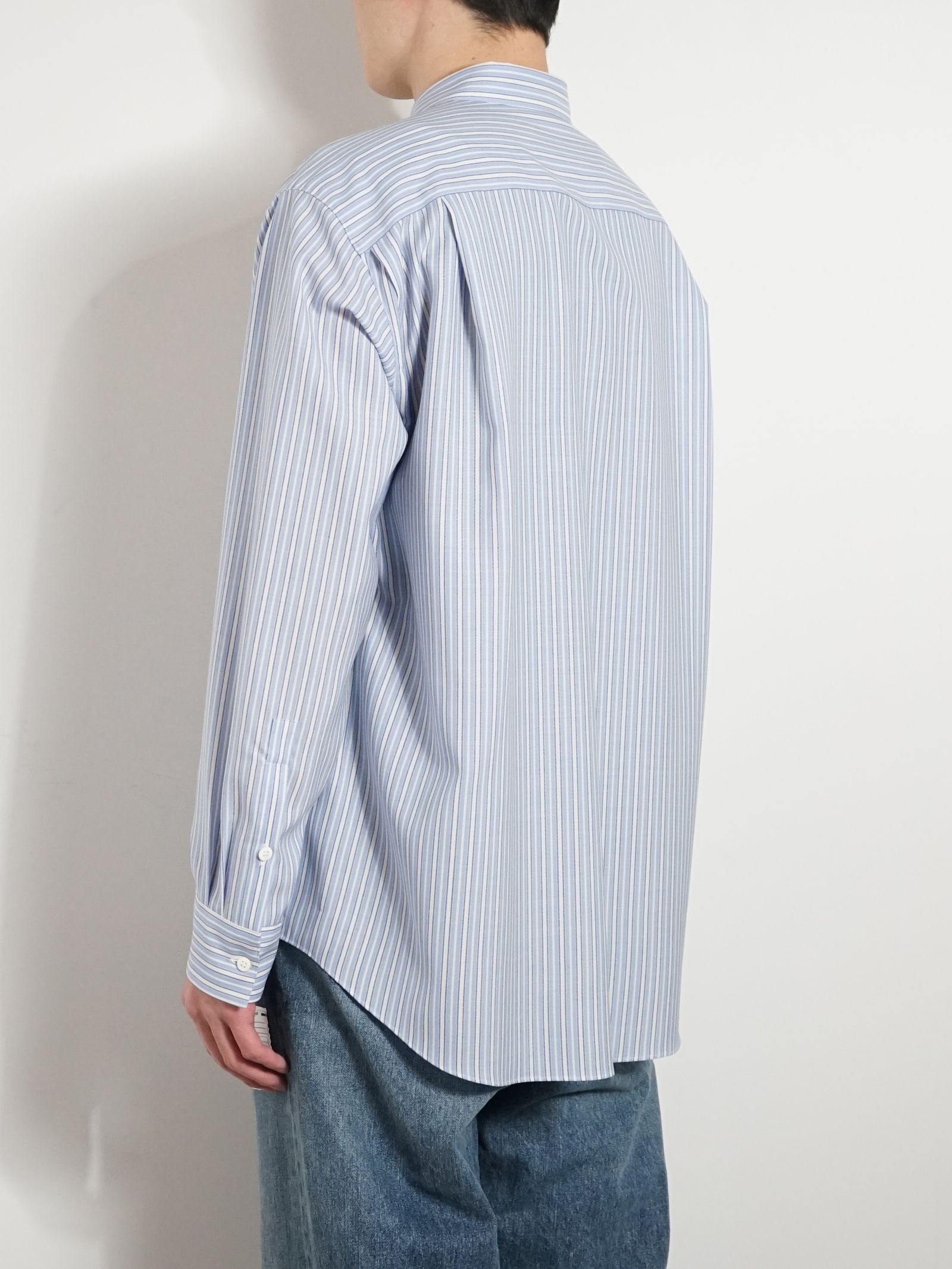 OVERCOAT - ウールシャツ - Wool Shirt Blue Stripe | ADDICT WEB SHOP