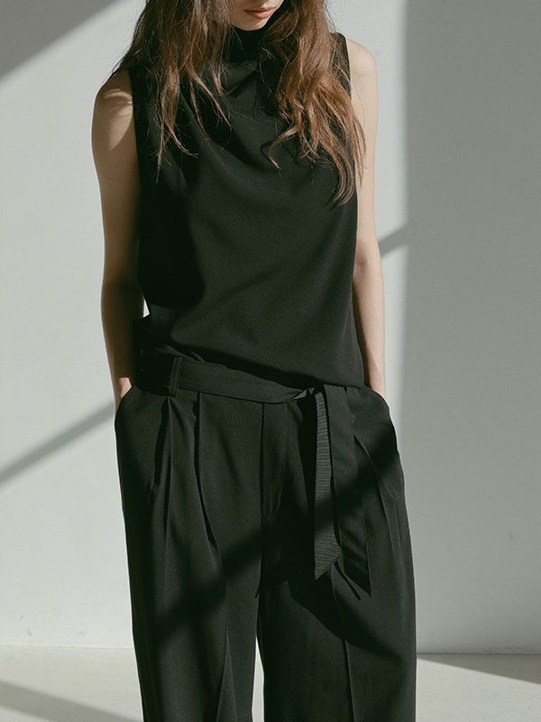 ETRE TOKYO - ドレープハイネックノースリオールインワン - BLACK