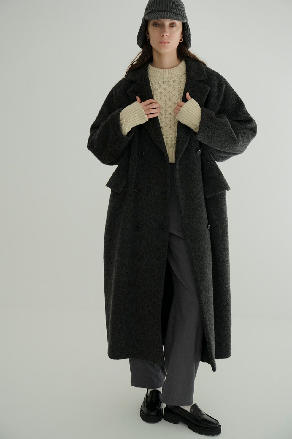 CLANE - ダブルウール ロングコート - DOUBLE WOOL LONG COAT - GREY