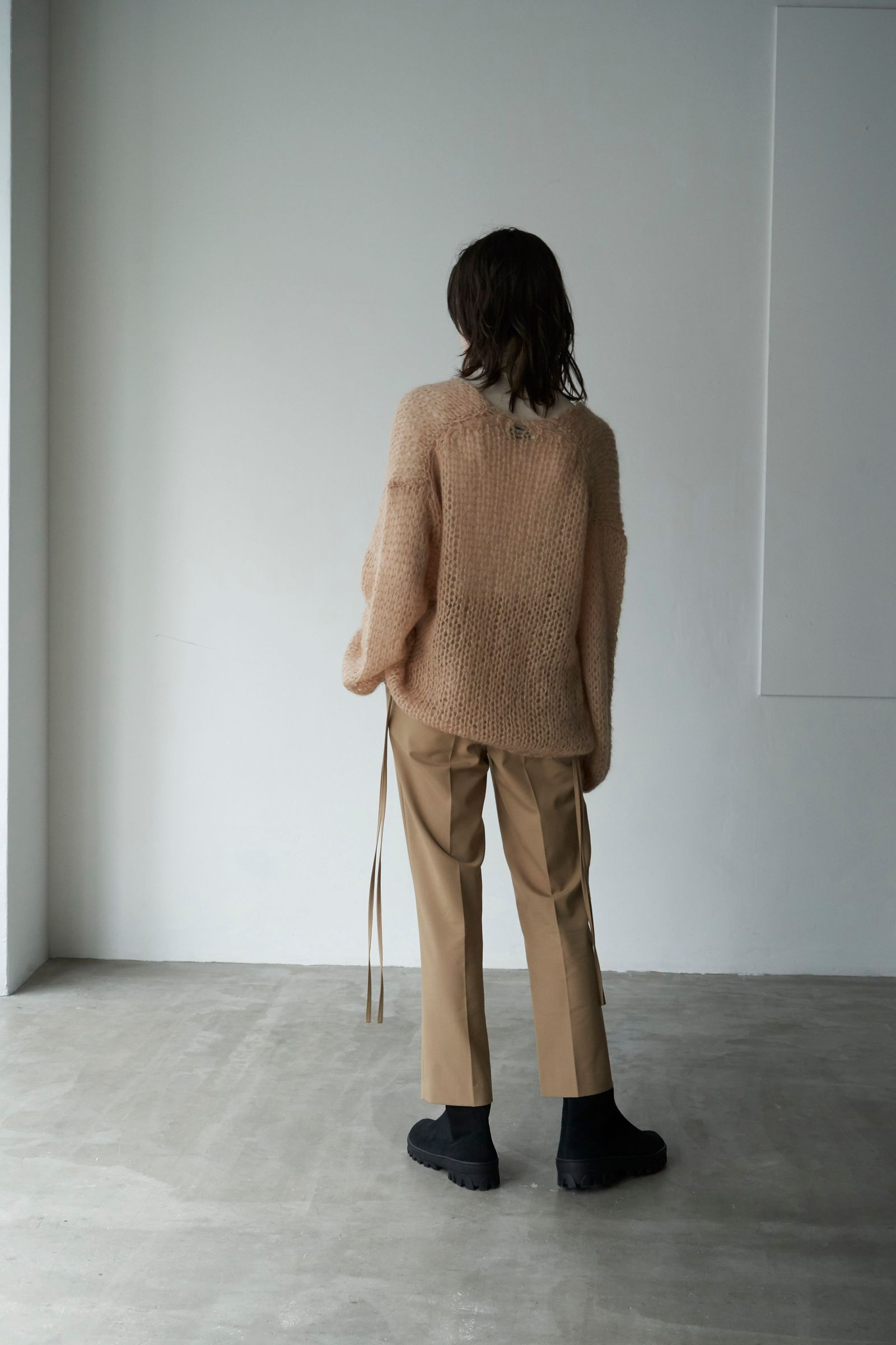 CLANE - V NECK LOOSE MOHAIR KNIT TOPS - PINK | ADDICT WEB SHOP