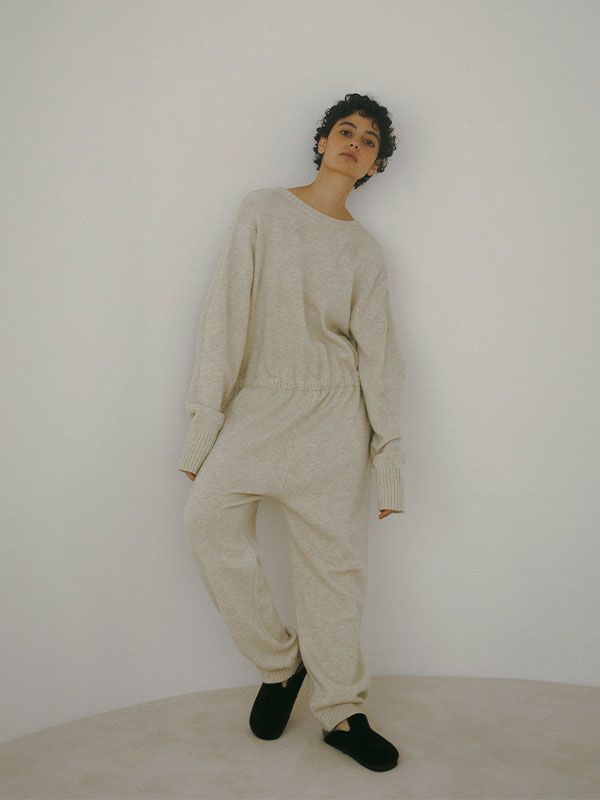 ETRE TOKYO - Vネックニットオールインワン - BEIGE | ADDICT WEB SHOP