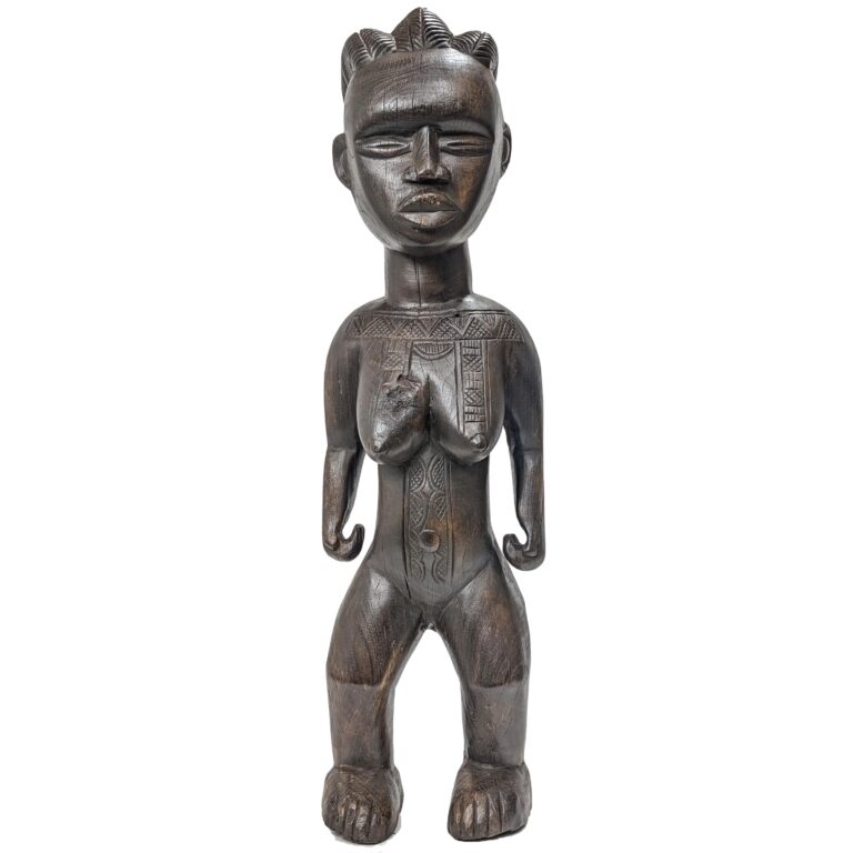 バッサ族女性立像 木彫品 94cm アフリカン プリミティブアート （p880