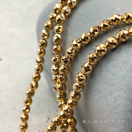 k18 18金 3mm玉 シャンデリア カットボール ネックレス 45センチ / k18