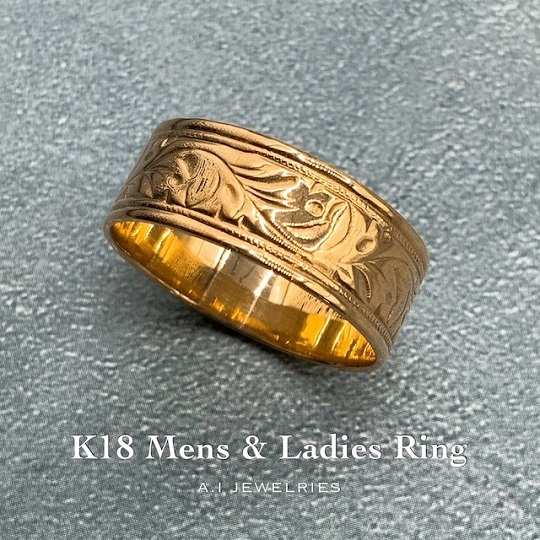 K18 Mens Ladies leaf design Ring 品番kr-59 メンズ レディース 男女