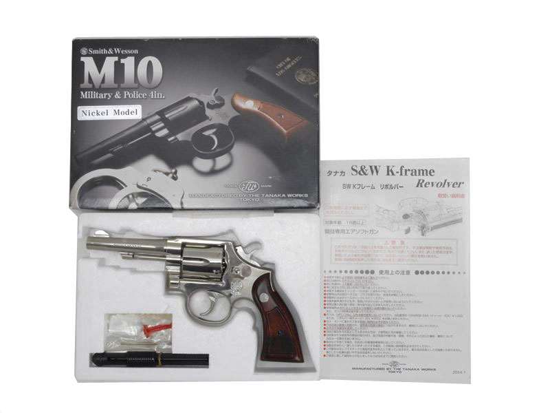 タナカ] S&W M10 ミリタリー&ポリス 4インチ ニッケルモデル 木製
