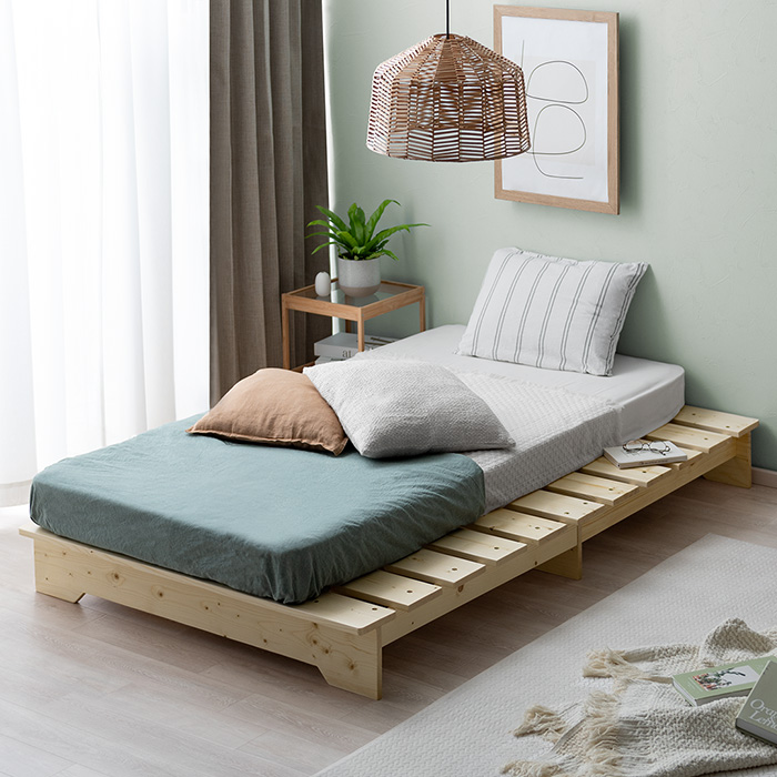 天然木ステージすのこベッド ダブル Neige(ネージュ) | 家具