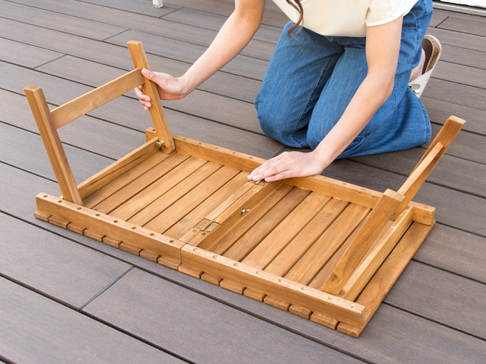 折りたたみ式 アカシアサイドテーブル デニム生地バッグ付き | 家具